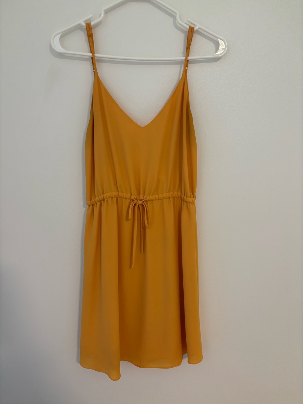 Babaton Mustard Spaghetti Strap V-Neck Mini Dress